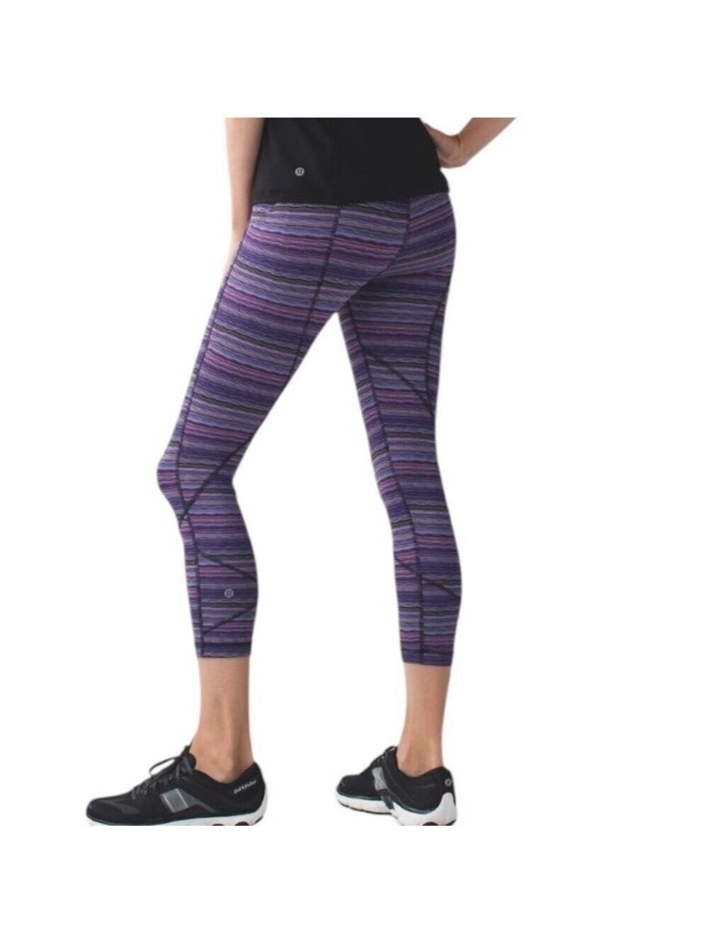 Lululemon Pace Rival Cropped Leggings Cyber Purple Stripe 23" Size 4